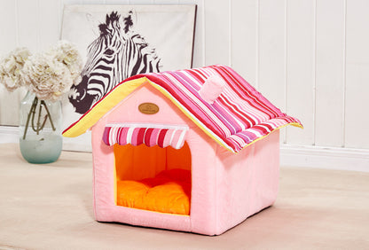 Fashion Striped Removable Cover Mat Dog House