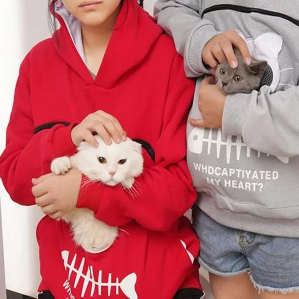 Women Hoodie Sweatshirt With Cat Pet Pocket