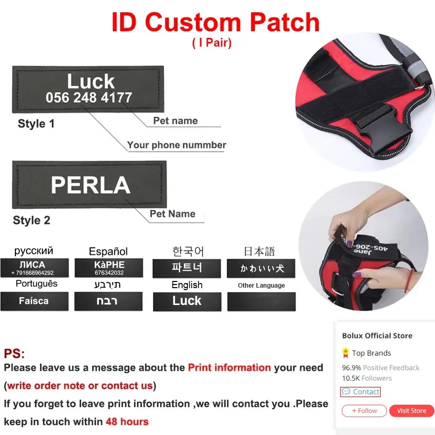 Personalized Breathable Pet Harness Vest