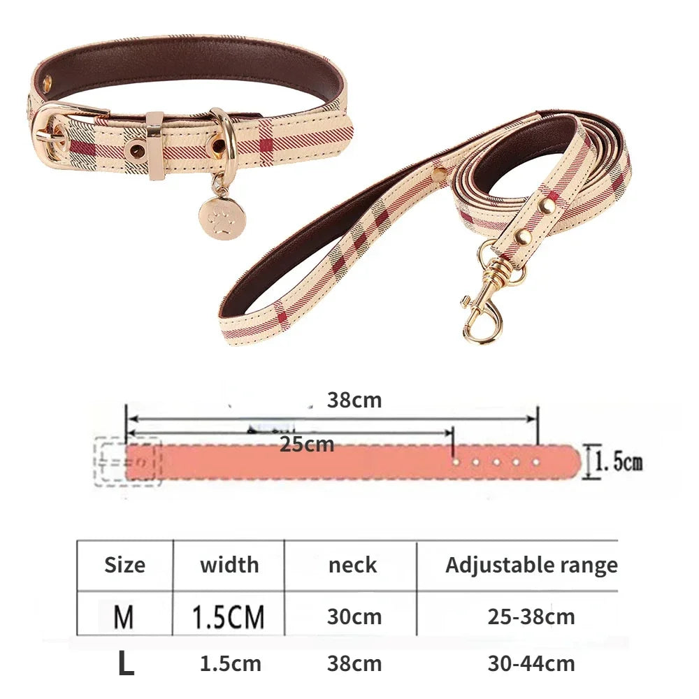 Leather Pet Collar and Leash Set