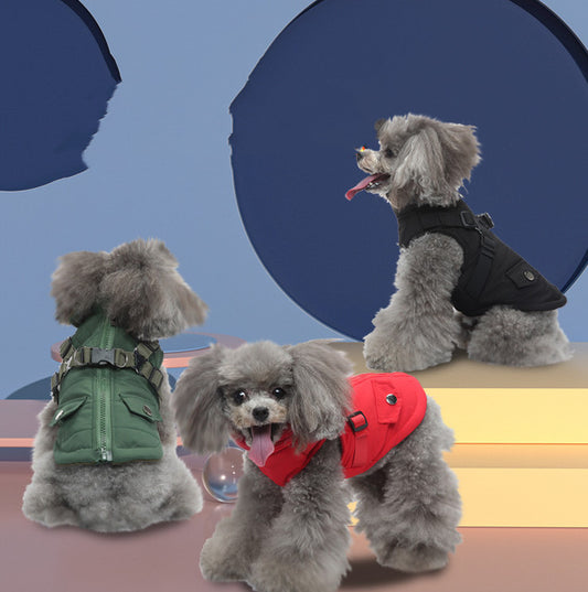 Winter Cotton  Zipper Jacket For Dogs