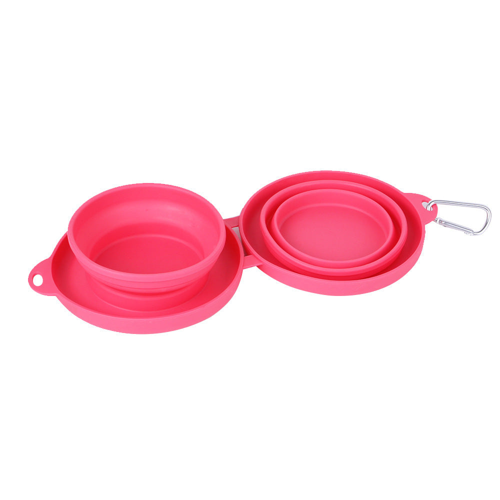 Foldable Double Pet Feeding Silicone Bowl