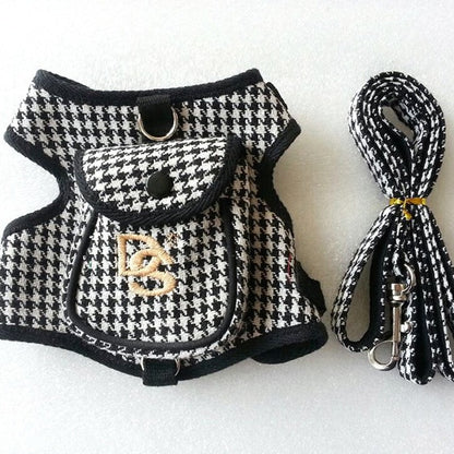 Vest Houndstooth Pet Suit